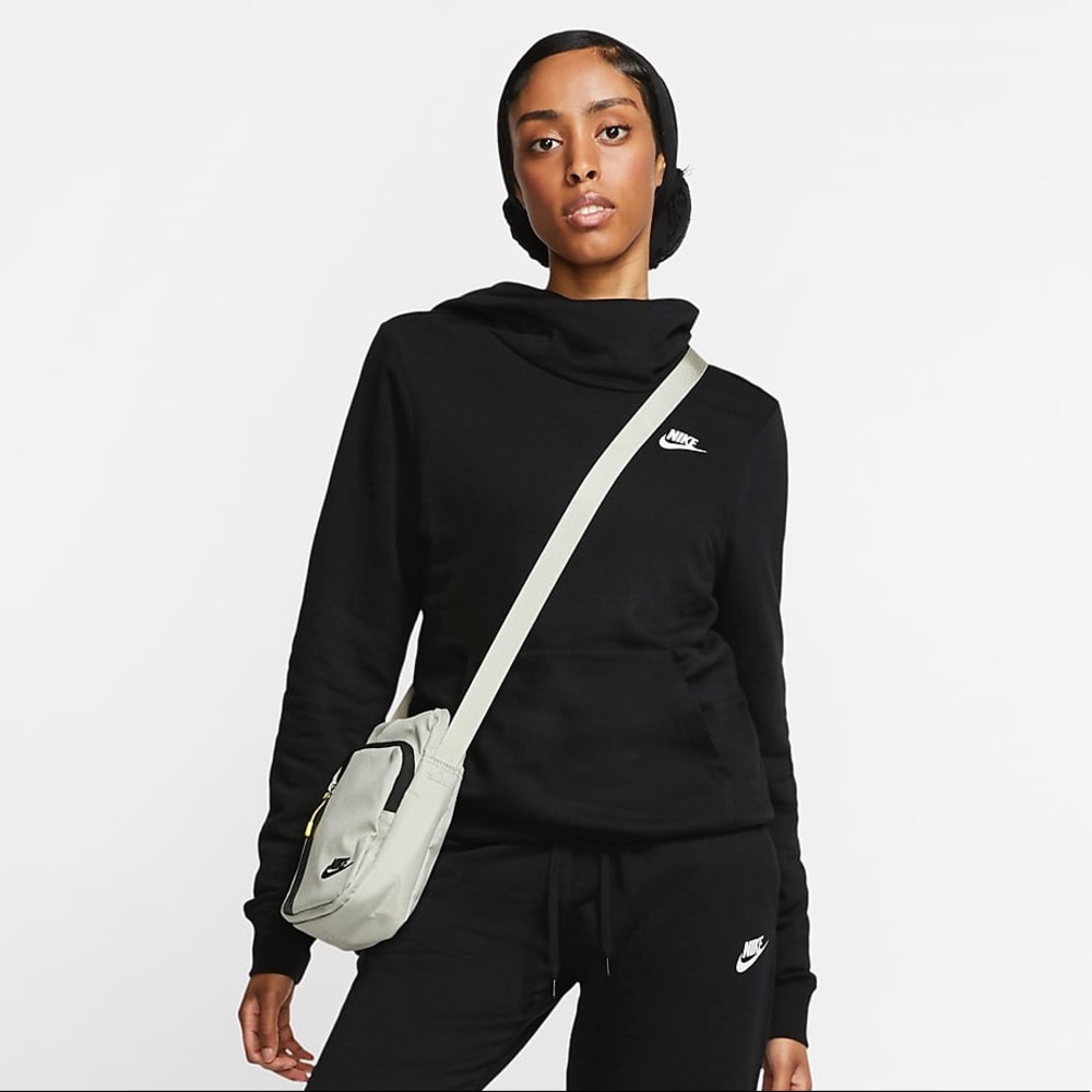 nike sportswear funnel neck black hoodie